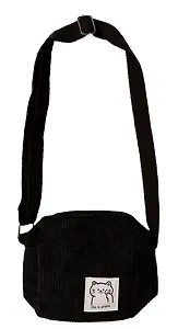 Сумочка на молнии кросс-боди (черная) (вельвет) (16х14х6) (12-HanMa-763)
