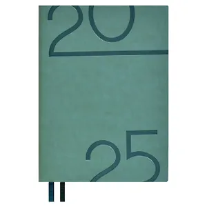 Ежедневник дат. 2025г. А6+ 176л 126х174 "Гоутскин" зеленый, кожзам, мягк. переплет, блинт. тиснение, пантон. срез, офсет, ляссе