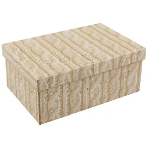 Подарочная коробка «Вязаные косички, кремовый», средняя