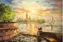 Сувенир МАГНИТИК Магнит Петербург В.Ременца: Вид на Петропавловскую крепость р.питер2_40кр