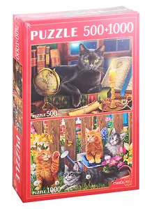 Пазл В мире кошек Набор пазлов 2 в 1 (500+1000) Рыжий кот ХП500-1000-4486