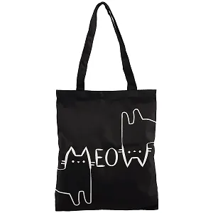 Сумка-шоппер Котики Meow черная, текстиль,  40см.*32см., с 2 ручками