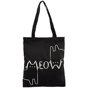 Сумка-шоппер Котики Meow черная, текстиль,  40см.*32см., с 2 ручками 2753343