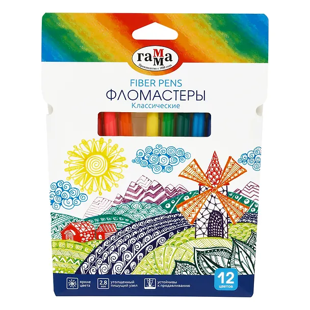 Фломастеры «Классические» ГАММА, 12 цветов 3112555 — 8