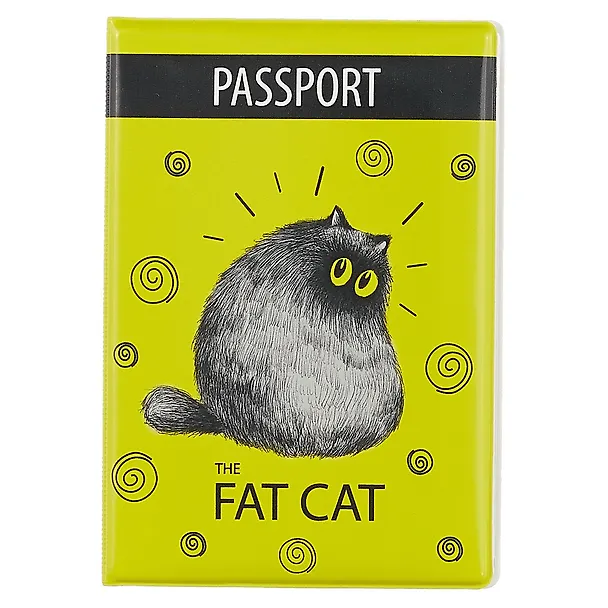 Обложка для паспорта Fat cat (ПВХ бокс) (ОП2018-198) 2678946 — 1