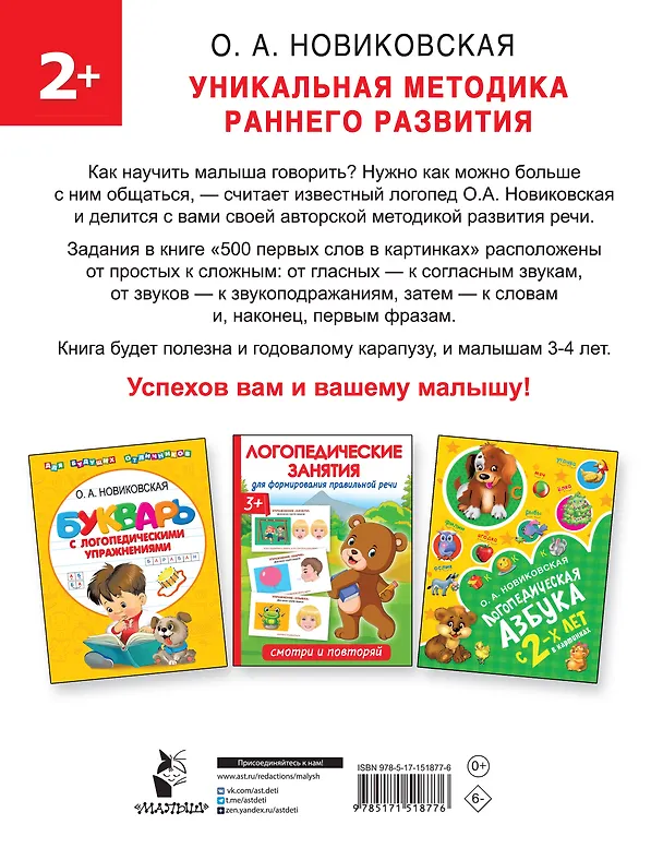 Книга 500 первых слов в картинках 2+ (Ольга Новиковская) — 2
