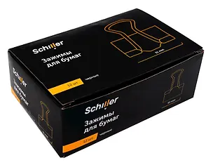 Зажимы для бумаг 51мм 12шт черные, к/к, Schiller 3143641