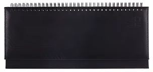 Планинг дат. 2026г. 64л 310x130 мм "Сариф" черный, кожзам, тв.переплет, обл.поролон, блинт.тиснение, офсет, настольный, откр.евроспираль, справ.мат-лы, инд.уп 3116616