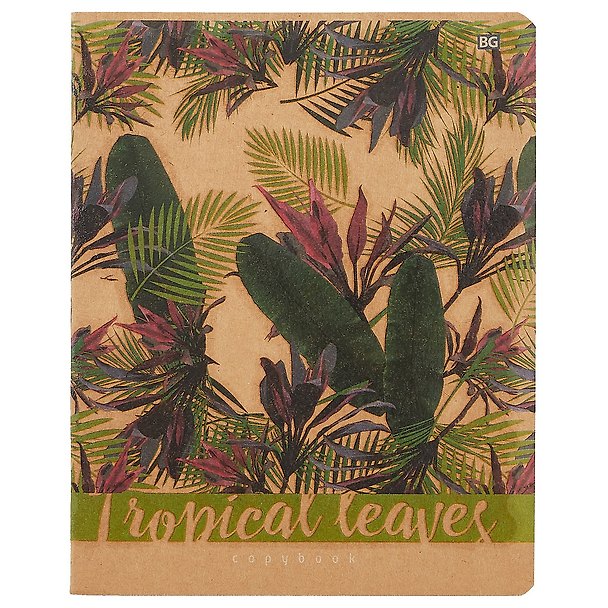 Тетрадь общая «Tropical leaves», 48 листов в клетку, А5, в ассортименте - BG 244615 — 1