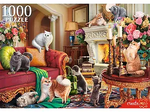 Пазлы «Британские кошки в гостиной» (1000 элементов)