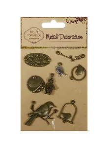 Элементы метал. для скрапбукинга (8 шт.) (ассорти) Цветы-птички (S20494481)