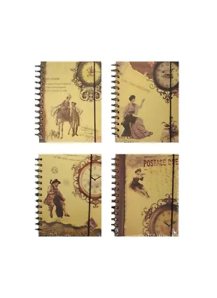 Тетрадь 160л "Часы Ретро" тв.картон, спираль, кругл.резинка, инд.уп., ассорти, Haich 234729