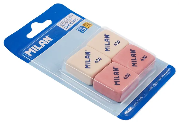 Ластики 04шт "430" квадратные, инд.уп., Milan 3157206 — 2