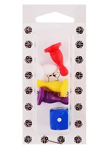 Набор фишки и кубик,  фигурный, цвета в ассортименте, фишка - 4 шт (высота 26 мм) , кубик -  1 шт (16 мм).