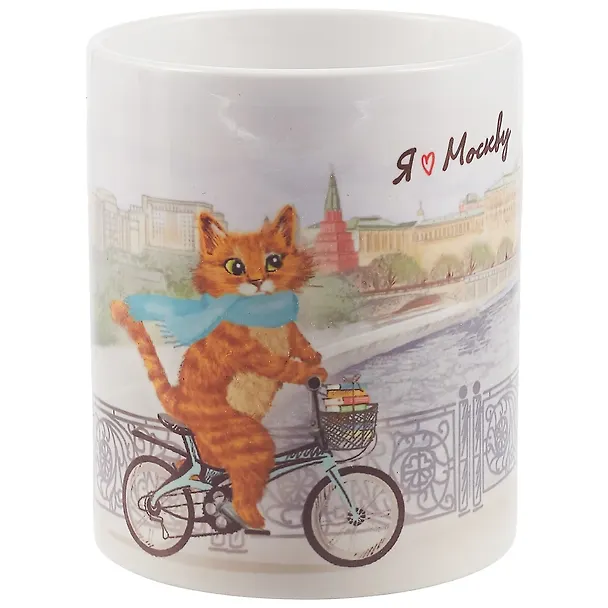 Кружка Москва Котик на велосипеде (керамика) (330мл) (коробка) 2778252 — 2