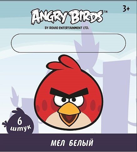 Мелки белые 06шт "ANGRY BIRDS" к/к, подвес, Centrum 228981 — 1
