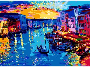 Картина по номерам на подрамнике "Цветной пейзаж Венеции" (22х30)