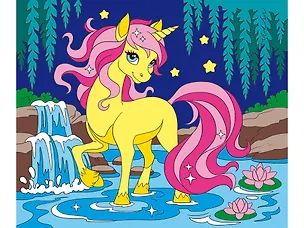Холст с красками  по номерам. Чудесный единорог, 25х30 см 3008706