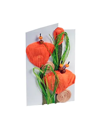 Открытки ручной работы "Маки" 18,5*10,5 см из бумаг ручного отлива 00008526 2392966