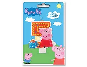 Праздничные аксессуары, Веселая Затея, Свеча-цифра 5 Пеппа 8см