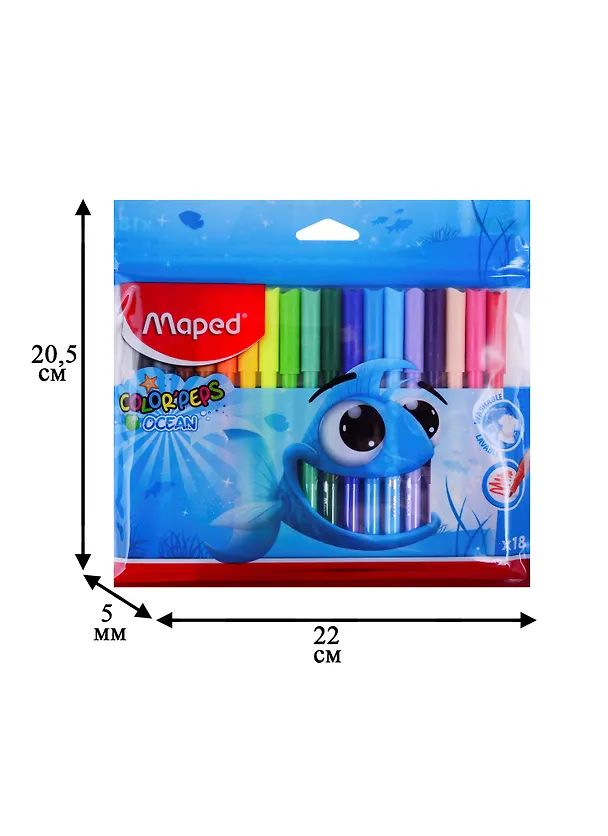 Фломастеры «Ocean» Maped, 18 цветов 250525 — 2