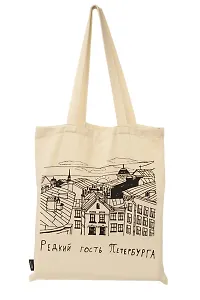 Сумка-шоппер СПб Редкий гость Петербурга (бежевая) (текстиль) (40х32) (СК2024-288)