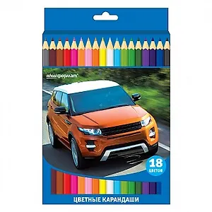 Карандаши цветные 18цв "Машины" шестигранные, к/к, подвес, schoolФОРМАТ