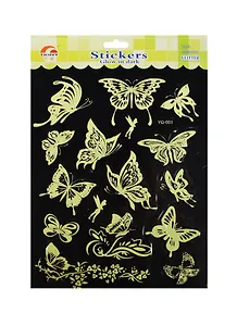 Наклейка фосфорная Цветочки/Бабочки МИКС (1022963) (29х21см) (упаковка)