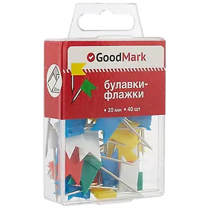 Булавки-флажки,  40 штук, GoodMark, в ассортименте 240857