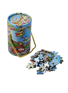 Пазлы в тубусе с веревочной ручкой, 80 деталей, транспорт (15-02203-13)