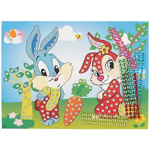 Аппликация стразами Зайчата 26х19см (орр)