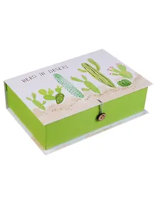 Шкатулка-книга с пуговицей картон M Кактус (20х13,5х6см) (12-Kairui-BB2017-008)