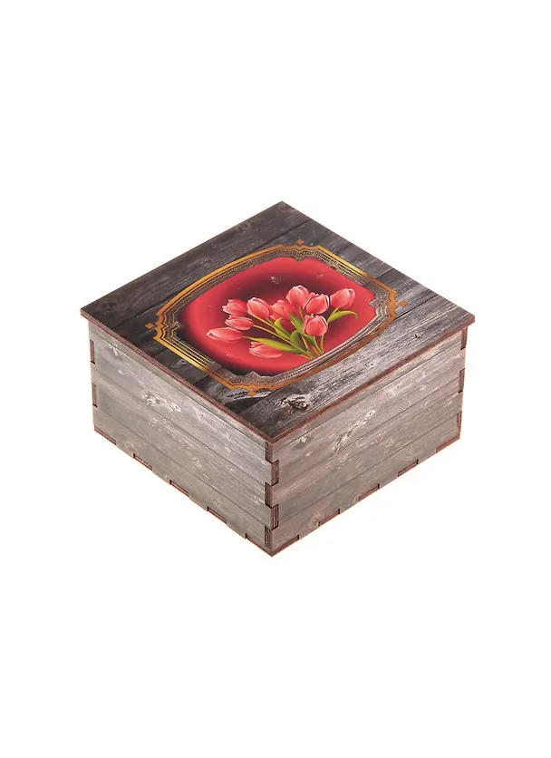 Шкатулка дерево Тюльпаны (10х10х5,5) (1233597) 2501506 — 1