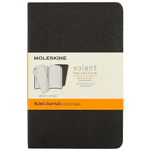 Набор записных книжек Moleskin Volant Pocket, 2 штуки, мягкая обложка, чёрная, 40 листов, А6