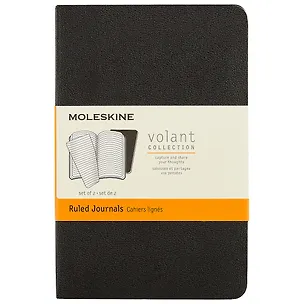 Набор записных книжек Moleskin Volant Pocket, 2 штуки, мягкая обложка, чёрная, 40 листов, А6 242459