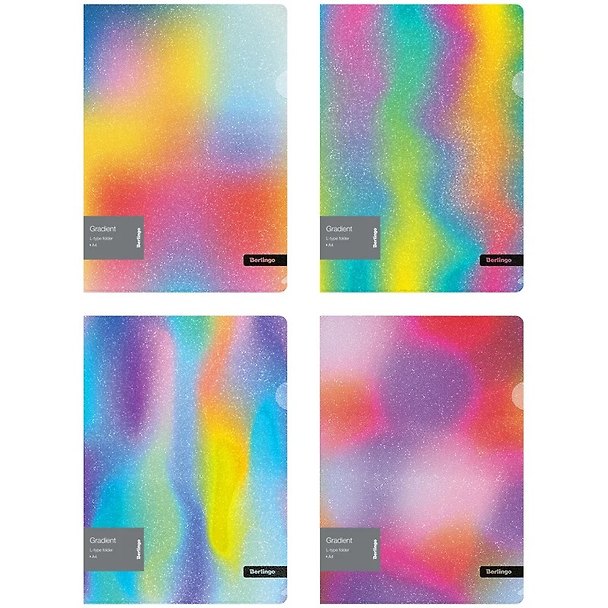 Папка-уголок А4 "Gradient" 200 мкм, с эффектом блесток, пластик, ассорти, Berlingo 3154484 — 1