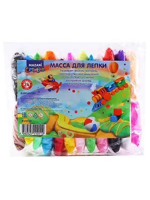 Mасса для лепки Mazari Creative, 24 цвета по 10 г. (+пластиковые стеки 3 шт.) (3+) 2927639