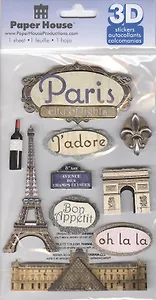 Наклейки для скрапбукинга Paper House Париж 3D (STDM-0022) (упаковка)