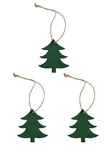 Заготовки Елки зеленые 3 шт в пакете с подвесом на бечевке, 5х5,5х0,7 см(дерево)