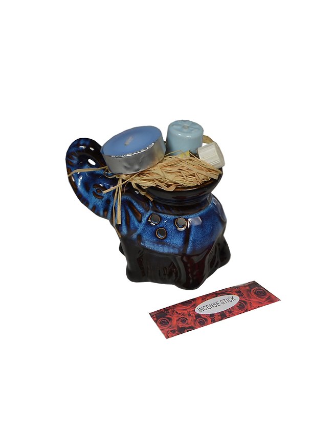 Аромалампа Слон синий с аромамаслом и свечой (8 см) (19-305) 2407593 — 1