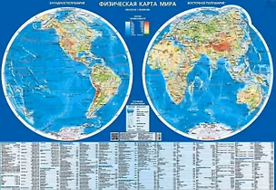 Книга Физическая карта мира (полушария, М 1:60 млн.). Настольная карта. ()