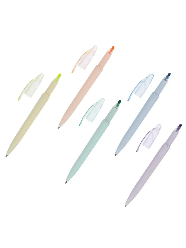 Ручки-текстовыделители 12шт шариковые синие "Pastel", ассорти, Yoi 3078487 — 8