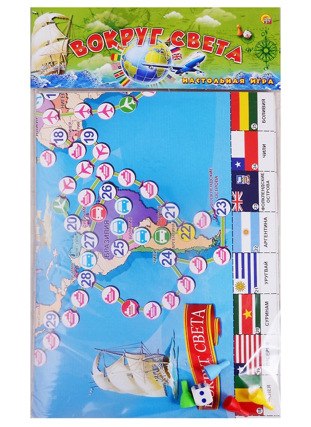 Рыжий кот Игра настольная "МАКСИ-ИГРЫ "Вокруг света" ИН-8017 2794842 — 1