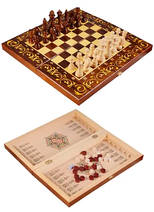 Набор шахматы, нарды, шашки Махагон (40х40х3) (123-098) 2603921