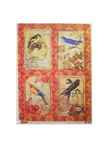 Рис. бумага для декупажа Craft Premier Открытки с птицами (CP00324) (А3) (25г/м) (упаковка)