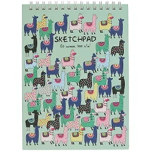 Скетчбук «Кактусы и альпаки» на пружине, А4, 80 листов