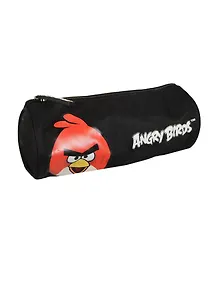 Пенал-косметичка 1отд. "ANGRY BIRDS" 22*7,5см, круглый, полиэстер, черный, Centrum