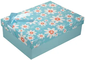 Коробка подарочная "Ромашки" голубая, 20*13*6см