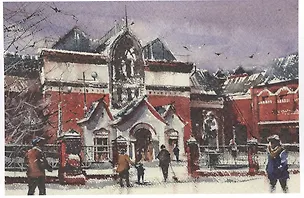 Открытка Москва акварель "Третьяковская галерея" 2572184