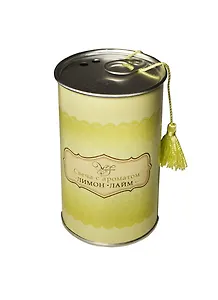 Свеча в жестяной закрытой банке лимон и лайм (32775) (6,5х6,5х11,1)